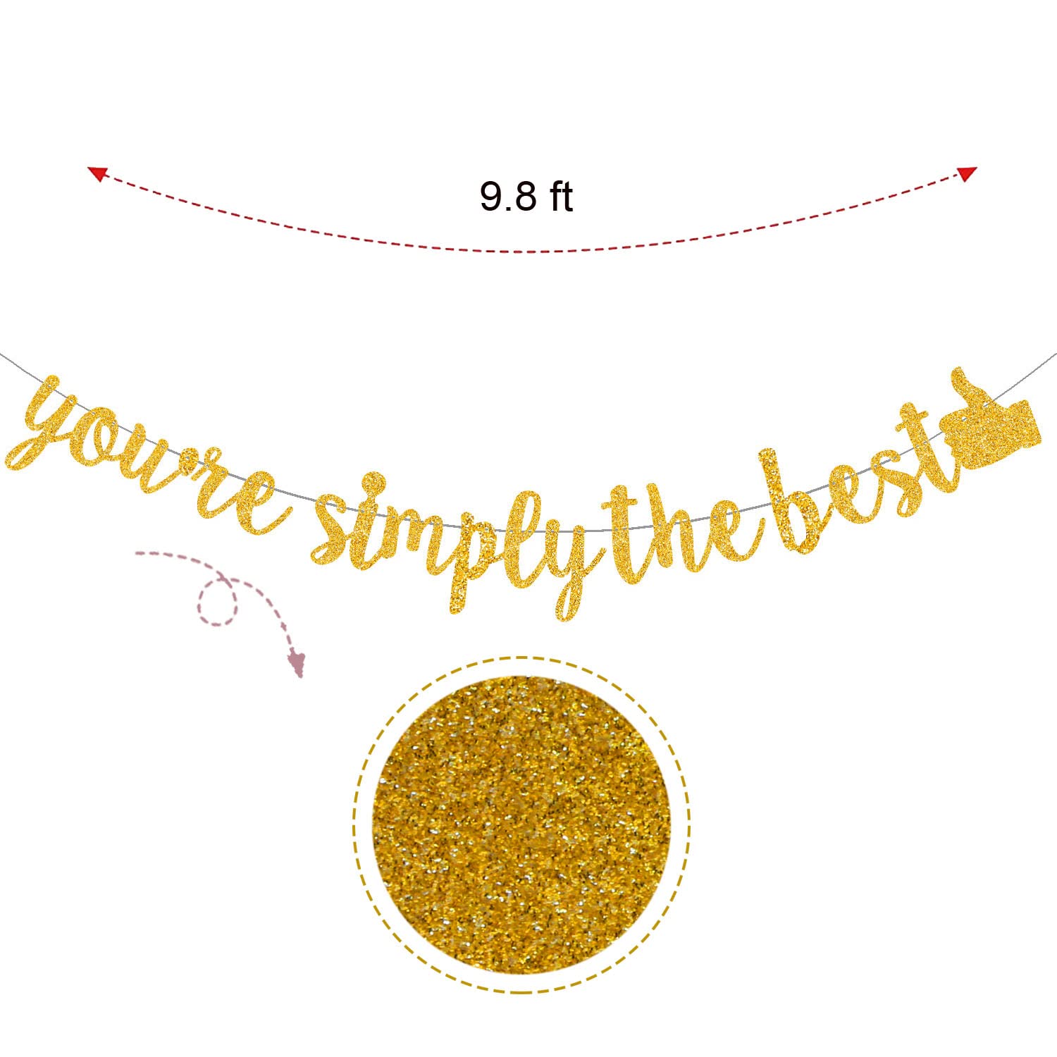 You're Simply the Best Banner, Congratulations Banner,Congrats Banner Gold Glitter Paper Party Decorations for Graduation Party Supplies.(Pre-strung)