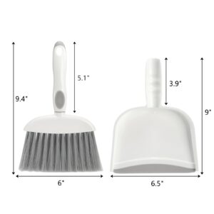 Frcctre 3 Pack Small Broom and Dustpan Set, Mini Dustpan and Brush Set Hand Broom and Dustpan Set, Whisk Broom and Dust Pans with Rubber Edge for Home, Desktop, Sofa, Kitchen, Keyboard