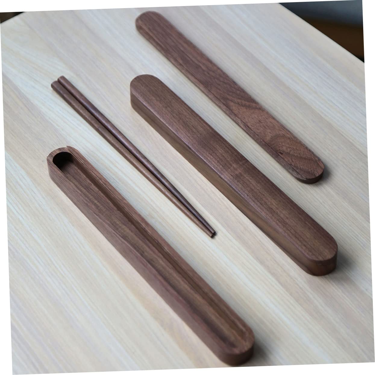 SHOWERORO Solid Wood Chopsticks Box Chopsticks Camping Holder Travel Silverware Travel Chopsticks with Case Silverware Case Chinese Chopsticks Black Walnut Solid Wood Fork Student Outdoor