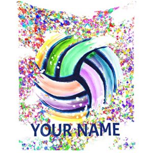 personalized volleyball blanket gifts with name - 40"x50" sports throw blanket for adults, kids - colorful soft plush blankets for bed, couch & travel