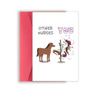 cute thank you card for nurses for women, funny nursing school graduate card, medical staff appreciate greeting card, happy nurse birthday graduation leaving retirement card gifts with envelope