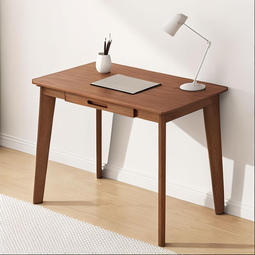 DELLMAO Writing Computer Desk Office Desk Computer Table Study Writing Desk with 2 Drawers for Home Office Modern Furniture