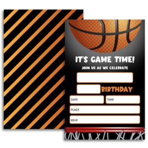 fujloy basketball birthday invitation, basketball sports birthday party invitations, basketball birthday party supplies.（048）