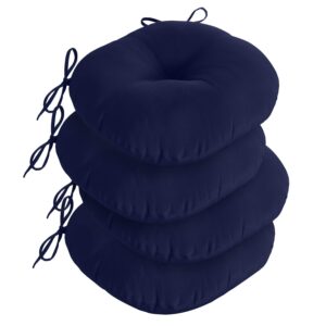 downluxe round outdoor chair cushions, waterproof memory foam bistro patio furniture cushions 15" x 15", navy, 4 pack for home garden furniture decoration