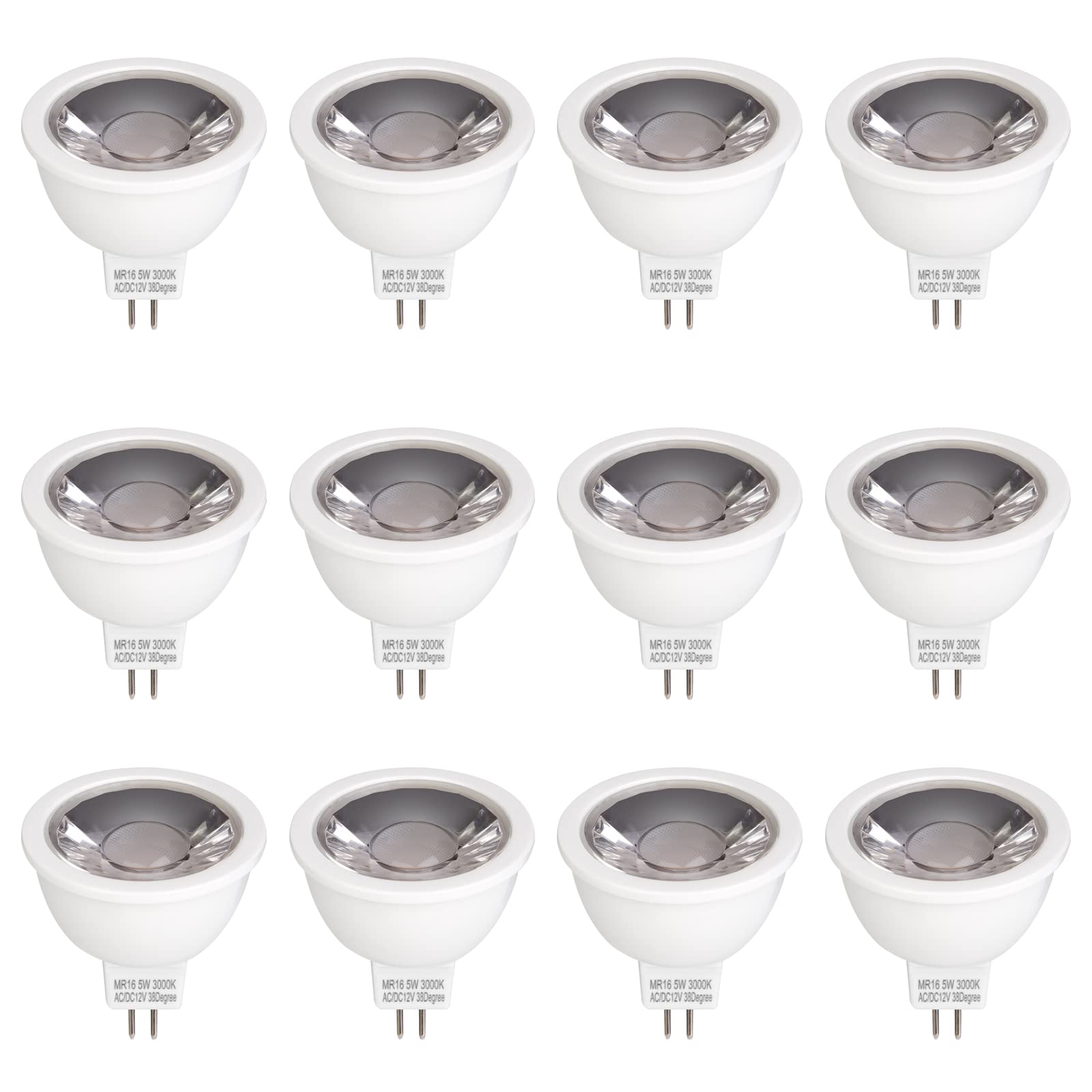 Gardencoin 5W GU5.3 MR16 LED Bulbs, 2700K Soft White, Dimmable, IP65 Waterproof Low Voltage 9-17V AC/DC Bi-Pin Base, 38° Beam Angle for Landscape, Recessed, Track Lighting, 6 Pack