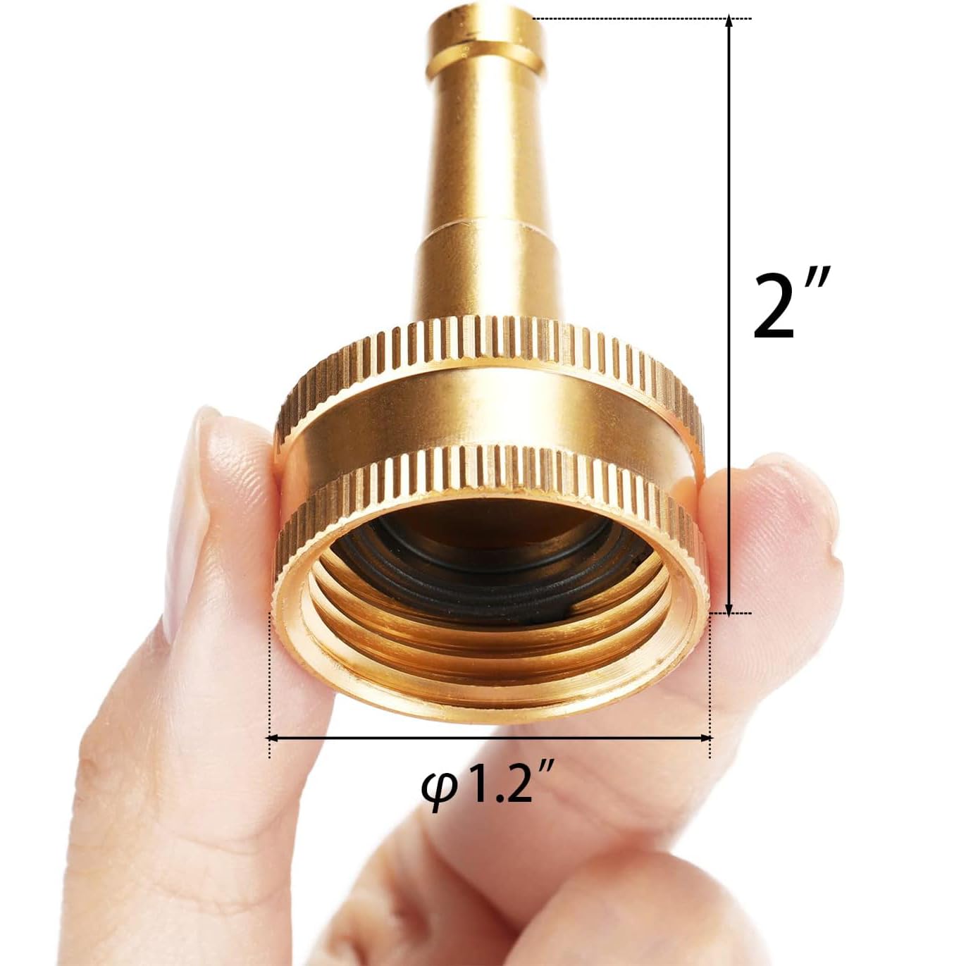 High Pressure Hose Nozzle with Hose Shutoff Valve, Brass Heavy Duty Spray Nozzles for Garden Hose, Water Hose Nozzle, 3/4" GHT Jet Nozzle for Hose Outdoor/Outside-2 Set