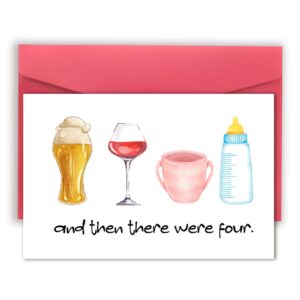 vvooovv funny s for boys girls, cute new baby card for new mom dad, cute baby birthday card for friend, and then there were four card