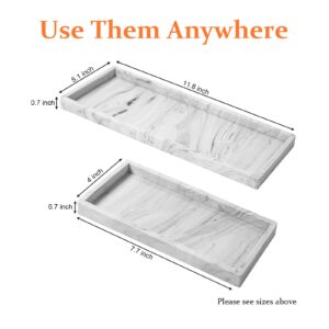 YEMTAL Bathroom Sink Countertop Vanity Organizer Tray, Silicone Kitchen Organizer Soap Tray, Organizer Counter Tray for Jewelry Perfume Cosmetics Keys - White Rectangular Set 7.7”+ 11.7”