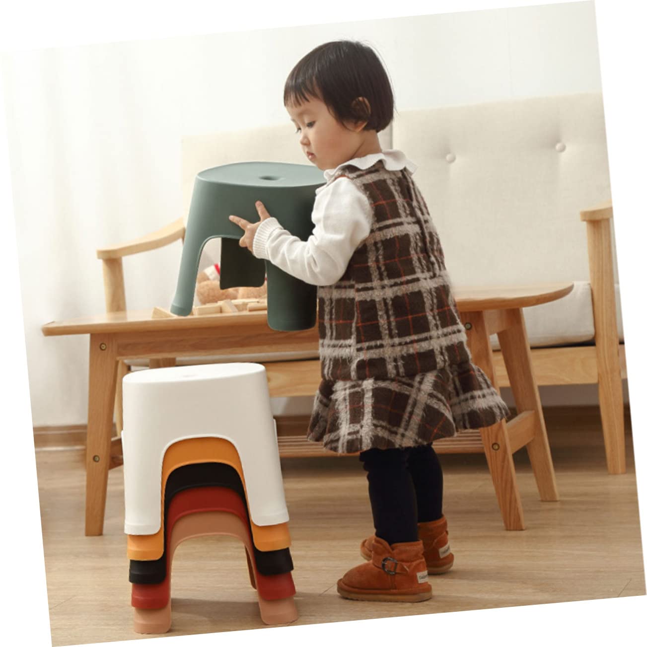 GRIRIW Multi Use Step Stool Home Low Stool Shoes Wearing Bathroom Kitchen Stool