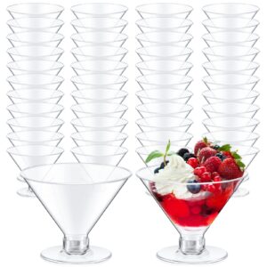 50 pcs plastic martini glasses 5oz clear cocktail glasses plastic mini martini cups unbreakable parfait glasses mini dessert glasses for wedding party bowl wine ice cream