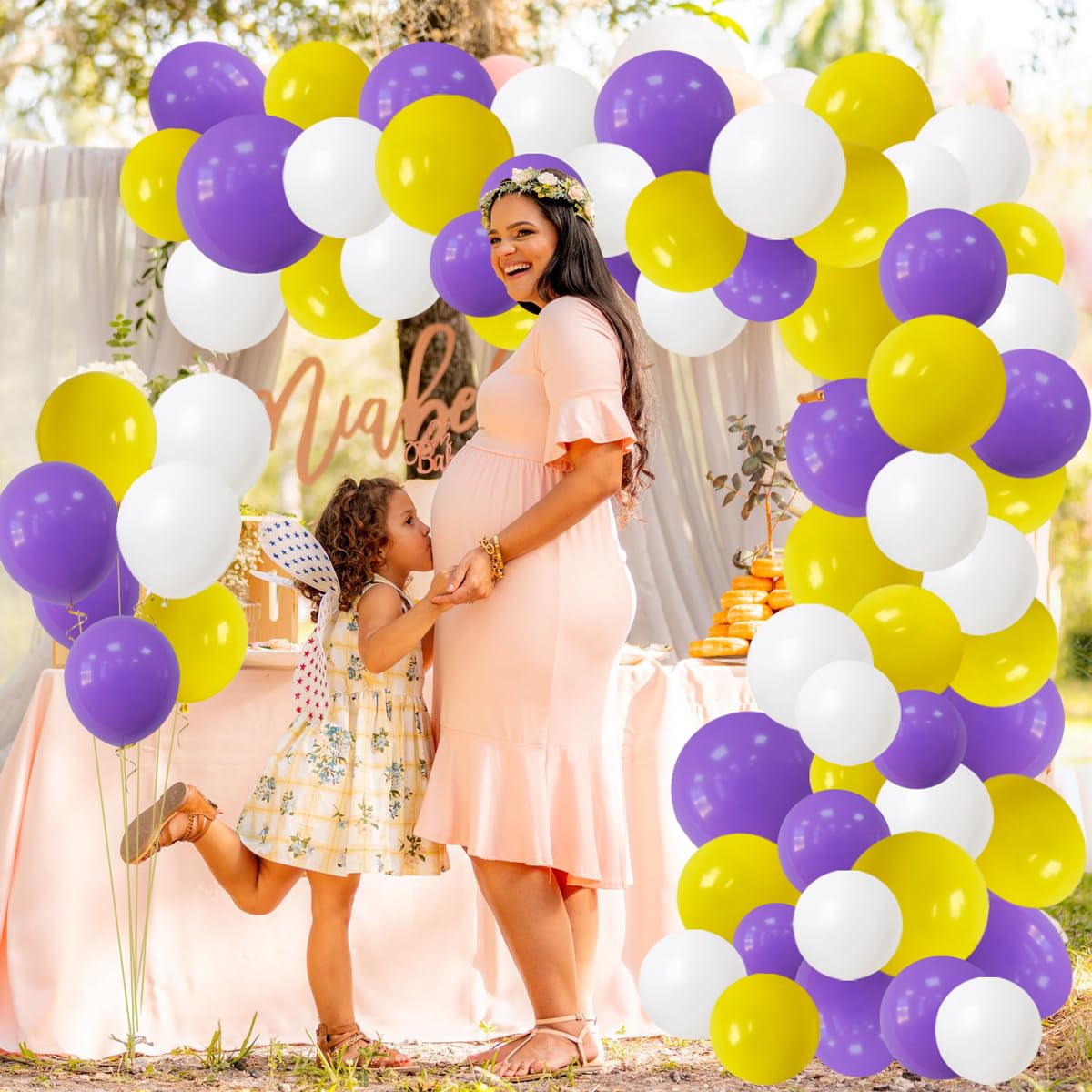 Purple and Yellow White Balloon Garland Arch Kit - 122pcs Yellow Purple White Balloons for Purple Birthday Wedding Anniversary Bridal Shower Retirement Basketball Party Decoration…