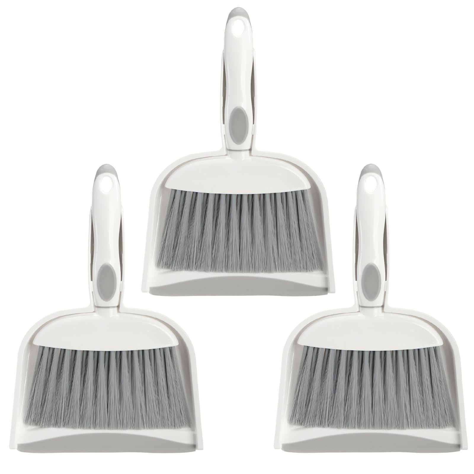 Frcctre 3 Pack Small Broom and Dustpan Set, Mini Dustpan and Brush Set Hand Broom and Dustpan Set, Whisk Broom and Dust Pans with Rubber Edge for Home, Desktop, Sofa, Kitchen, Keyboard