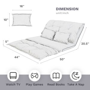 TY ARTS & CULTURE Sofa Bed Comfortable Adjustable Sofa TV Floor Gaming Couch Lazy Sofa Floor Cute Futons Sets with 2 Pillows Folding Sleeping Laying Entertainment | Deep Grey