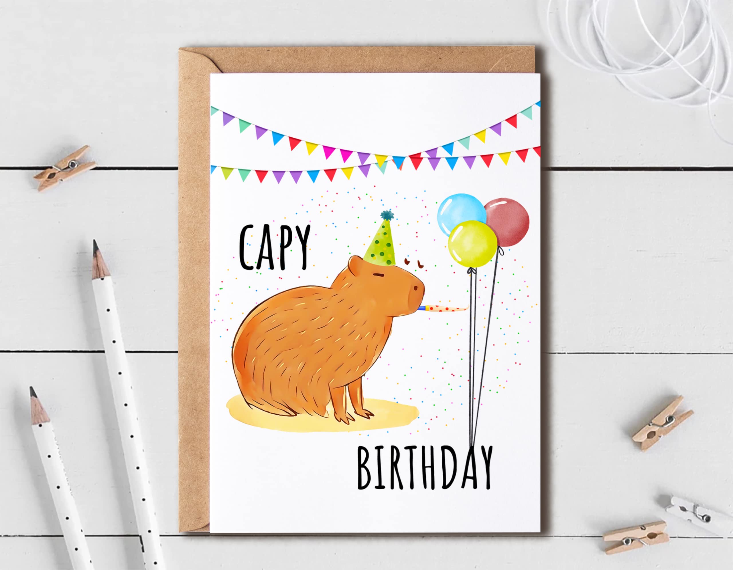 EruditeGifts Greeting Card - Funny Capy Birthday Card - Capybara Themed Card for Friends