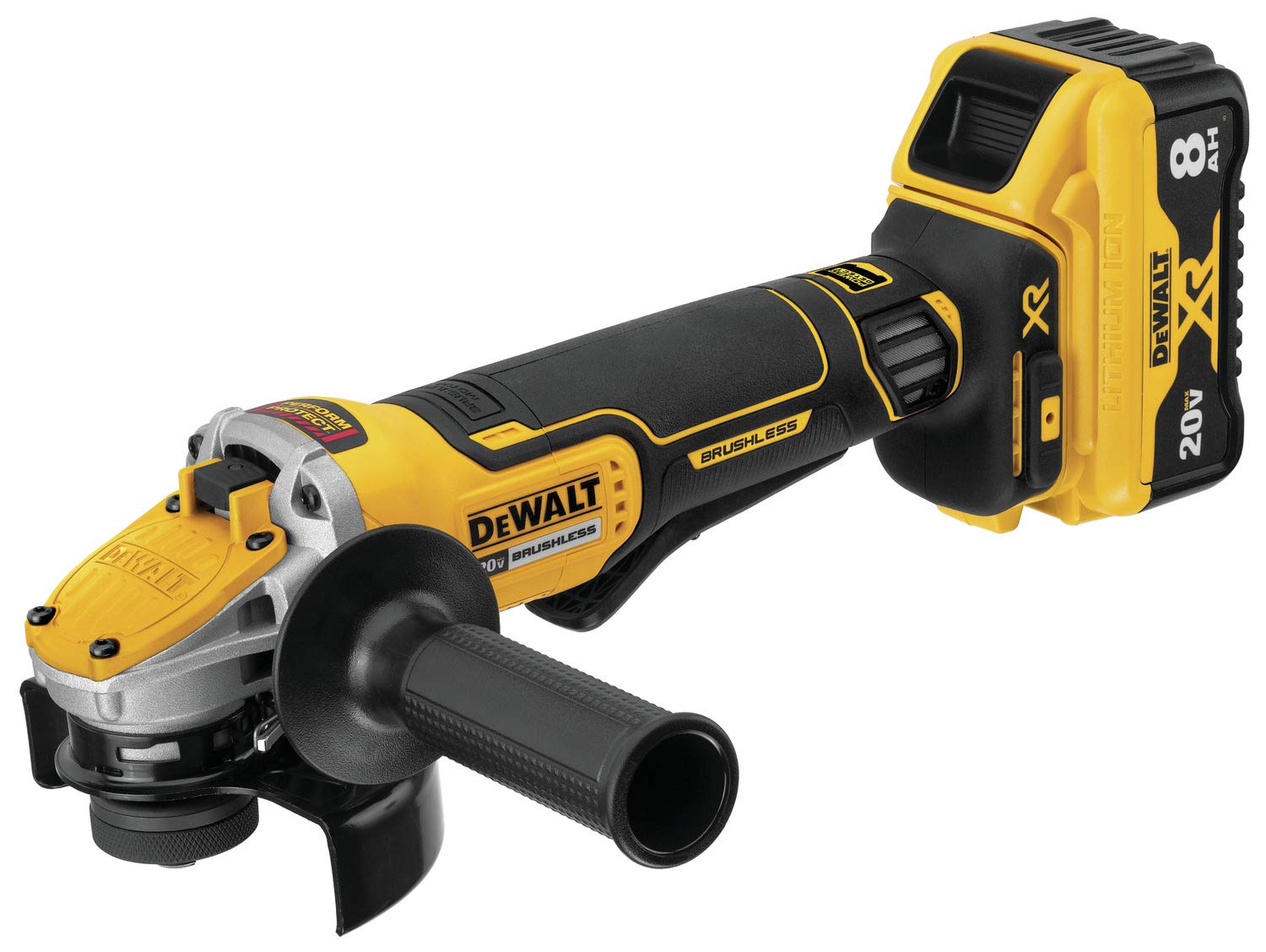 Dewalt DCG415W1R 20V MAX XR Brushless Lithium-Ion 4-1/2 in. - 5 in. Cordless Small Angle Grinder with POWER DETECT Tool Technology Kit (8 Ah) (Renewed)