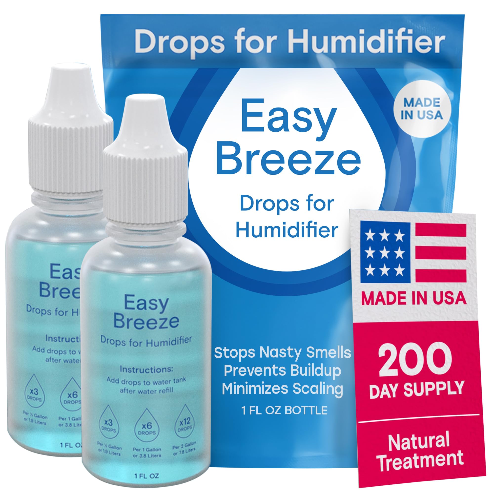 [2 Pack] Humidifier Cleaner Drops for All Makes & Models - Made in USA Humidifier Treatment for Peak Performance - Water Humidifier Drops for Cleaning - Humidifier Solution Humidifier Water Treatment