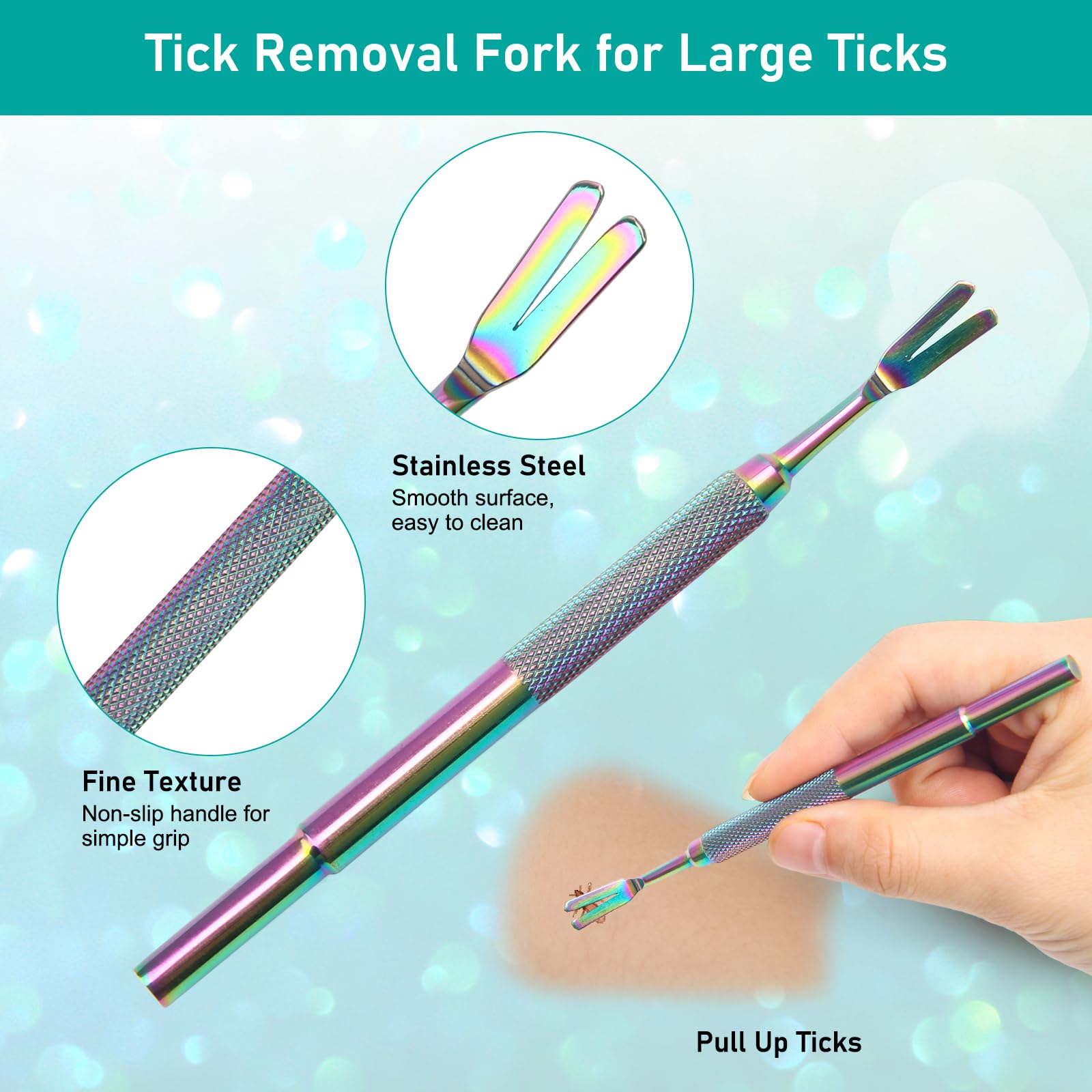 COITEK 3 in 1 Tick Remover Kit, Black Tick Remover Tweezers Stainless Steel Tick Remover Tools Set for Pet Dog, Cat, Human with Storage Box (Colorful)