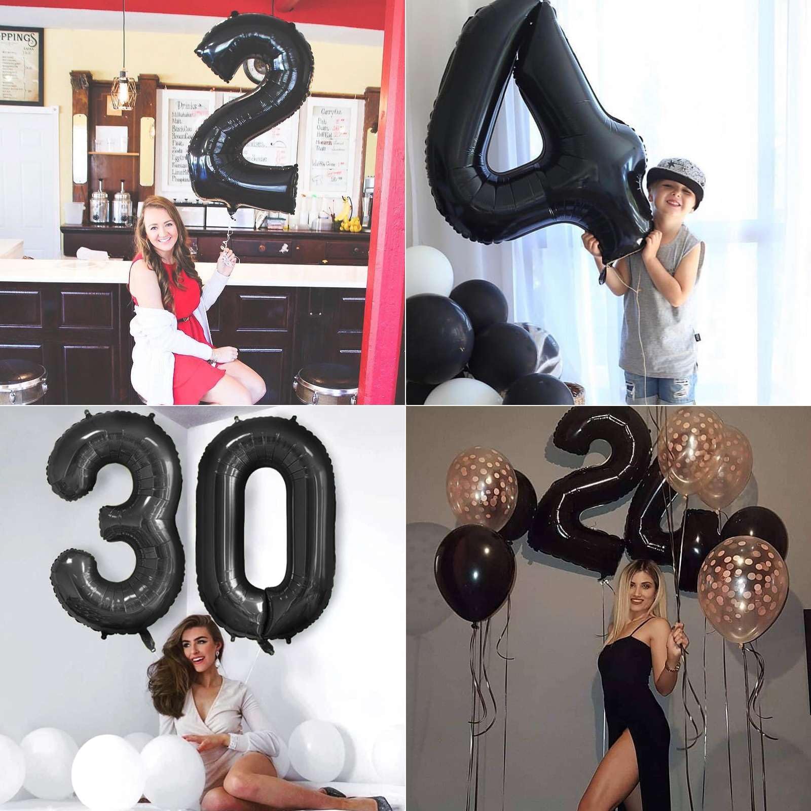 Lovoir 40 Inch Black 12 Number Balloon 21 Large Size Jumbo Digit Mylar Foil Helium Black Balloons for 12th 21st Birthday Party Celebration Decorations Graduations Anniversary Supplies