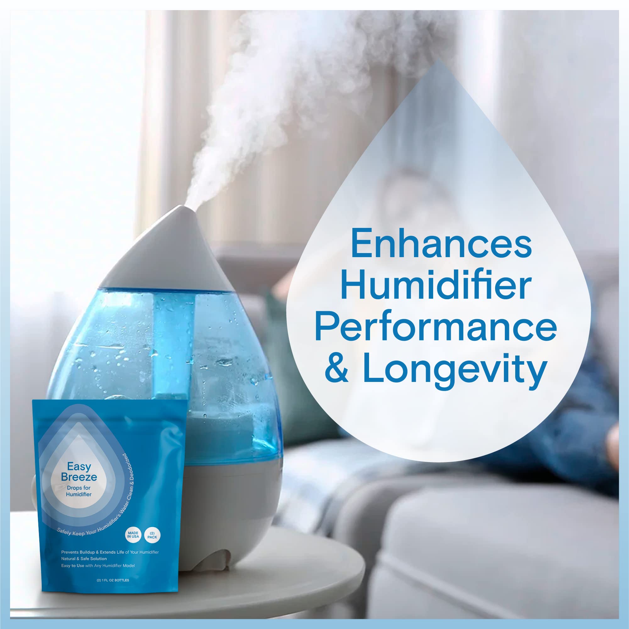 [2 Pack] Humidifier Cleaner Drops for All Makes & Models - Made in USA Humidifier Treatment for Peak Performance - Water Humidifier Drops for Cleaning - Humidifier Solution Humidifier Water Treatment