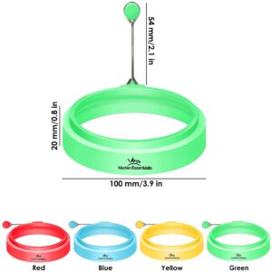 Silicone Egg Rings, Premium Nonstick Multicolored Cooking Ring Molds for Eggs, Pancakes, Mcmuffin Breakfast Sandwiches, English Muffins, Crumpets, and More (4-Pack)