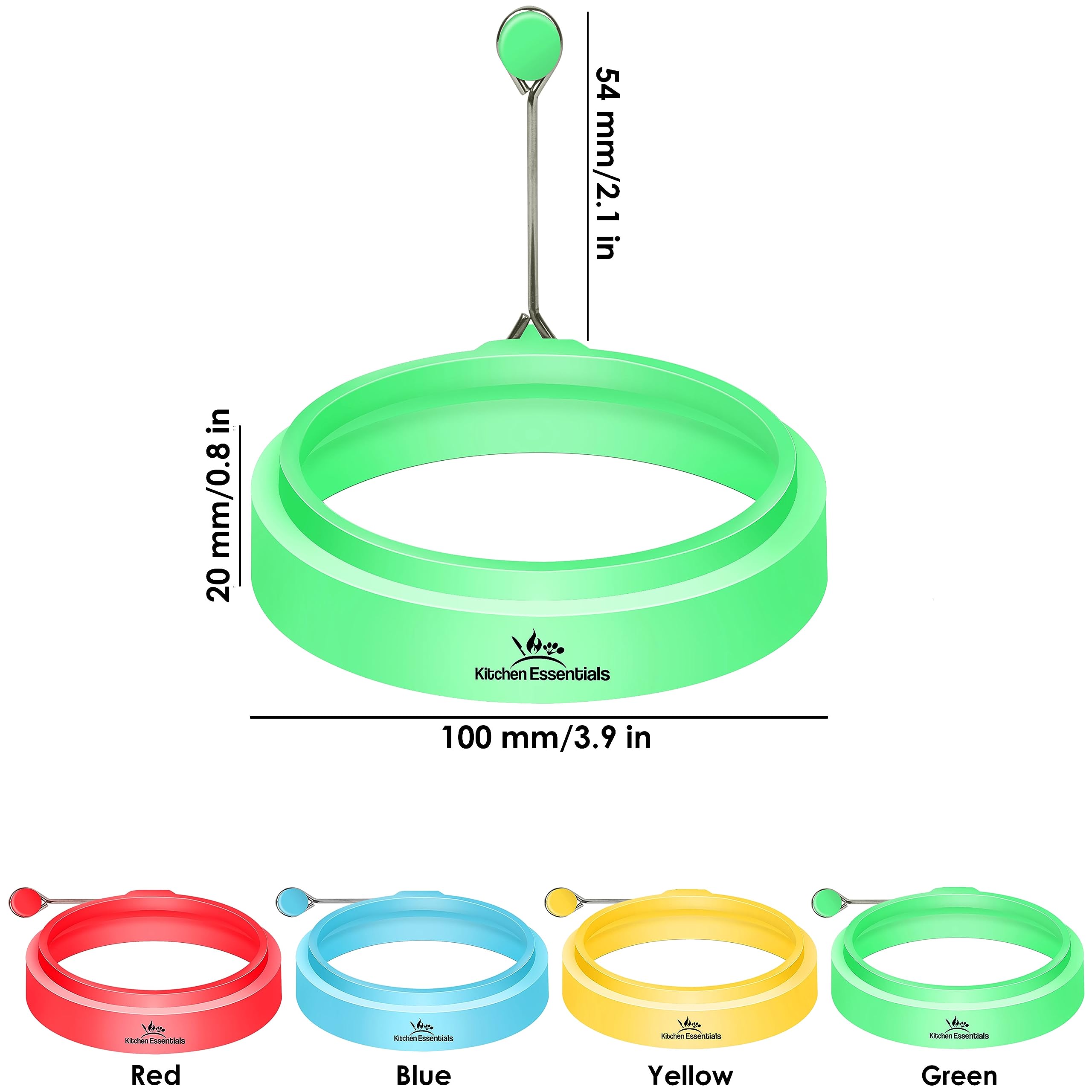 Silicone Egg Rings, Premium Nonstick Multicolored Cooking Ring Molds for Eggs, Pancakes, Mcmuffin Breakfast Sandwiches, English Muffins, Crumpets, and More (4-Pack)