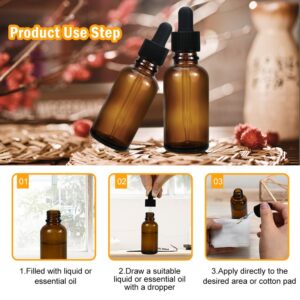 YoleShy 1oz Glass Dropper Bottle, 50 Pack Amber Glass Bottles with Glass Droppers and Black Cap for Essential Oils, Lab Chemicals, Perfumes