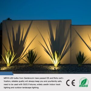 Gardencoin 5W GU5.3 MR16 LED Bulbs, 2700K Soft White, Dimmable, IP65 Waterproof Low Voltage 9-17V AC/DC Bi-Pin Base, 38° Beam Angle for Landscape, Recessed, Track Lighting, 6 Pack