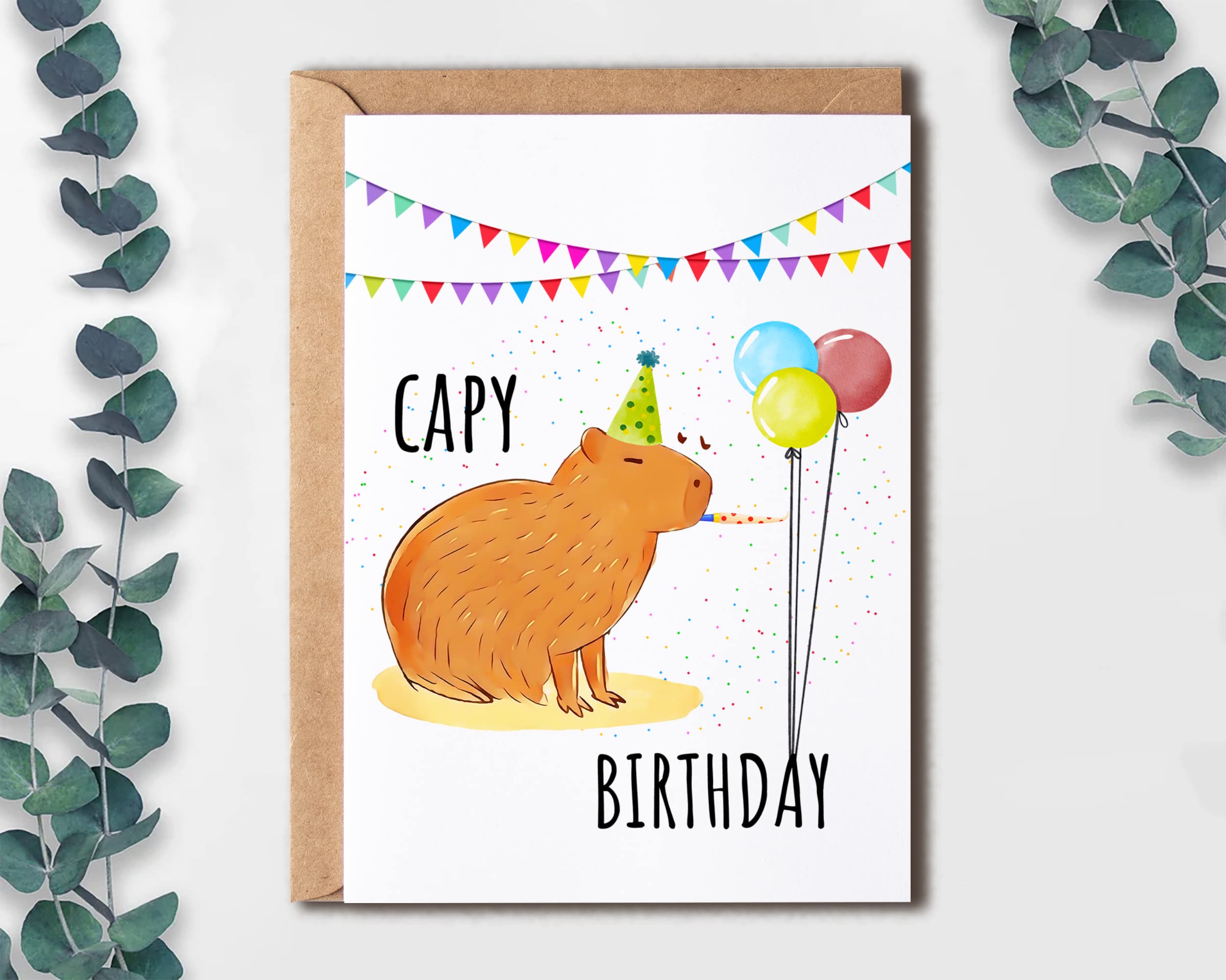 EruditeGifts Greeting Card - Funny Capy Birthday Card - Capybara Themed Card for Friends