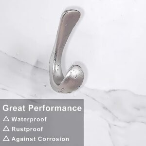 Towel Hooks for Bathroom Wall Mounted 4-Pack, Brushed Nickel Bathroom Hooks for Robe Towel, Modern Coat Hooks Bath Towel Hooks for Wall, Heavy Duty Wall Hooks for Bedroom Kitchen Garage