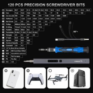 STREBITO Mini Electric Screwdriver, 144-Piece Electric Precision Screwdriver Set Small Power Screwdriver Cordless Rechargeable, Electronic Repair Tool Kit for PC, Computer, Laptop, Phone, RC Drone