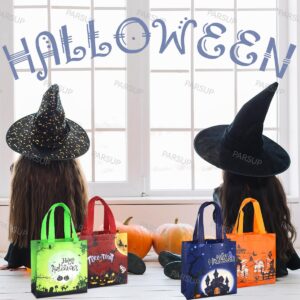 PARSUP 10PCS Halloween Bags,Halloween Tote Bags with Handles, Gift Bags, Multifunctional Non-Woven Halloween Bags for Gifts Wrapping, Trick or Treat, Halloween Party Supplies, 7.9"×7.9"×3.15"