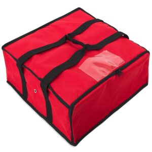 Summit Ridge Insulated Food Delivery Bag | 20x20 Pizza Bags for Delivery, Zippered with Ventilation and Receipt Pocket for DoorDash, Uber Eats, Instacart Delivery (Red)