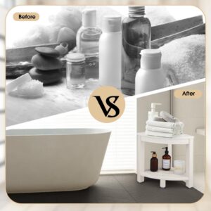 Apolimi HDPE Corner Shower Stool,Shower Bench Seat with Storage Shelf for Shaving Legs Plastic Spa Bath Step Foot Rest for Bathroom Small Place (White)