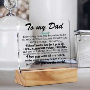 Dad Gifts From Daughter, to My Dad Everything I am You Helped Me to Be Desk Decor Acrylic Desk Plaque Sign with Wood Stand Home Office Desk Sign Keepsake Present