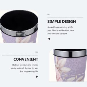 MAGICLULU Stainless Steel Container Floral Trash Can Round Wastebasket Modern Wastepaper Bucket Small Garbage Bin for Office Home Bedroom Living Room 5L Purple Stainless Steel Containers