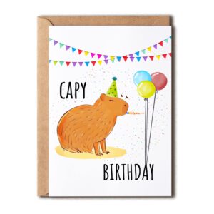 eruditegifts greeting card - funny capy birthday card - capybara themed card for friends