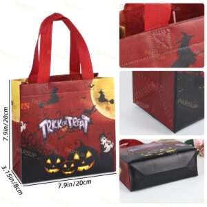 PARSUP 10PCS Halloween Bags,Halloween Tote Bags with Handles, Gift Bags, Multifunctional Non-Woven Halloween Bags for Gifts Wrapping, Trick or Treat, Halloween Party Supplies, 7.9"×7.9"×3.15"