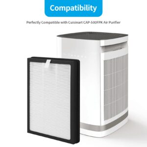 Breabetter 2-Pack CAP-500 True HEPA Replacement Filter Compatible with Cuisinart CAP-500FPK Purifier, 3-in-1 Filtration