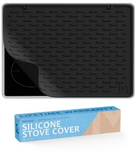 meliusly® silicone stove cover (20x28) premium silicone stove top protector, silicone electric stove top covers, silicone mat for glass stove top, silicon stove cover cooktop range mat (solid black)