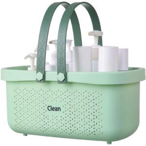 happy motte plastic portable shower caddy, bathroom shower caddy basket tote with handle for collage dorm camp travel green