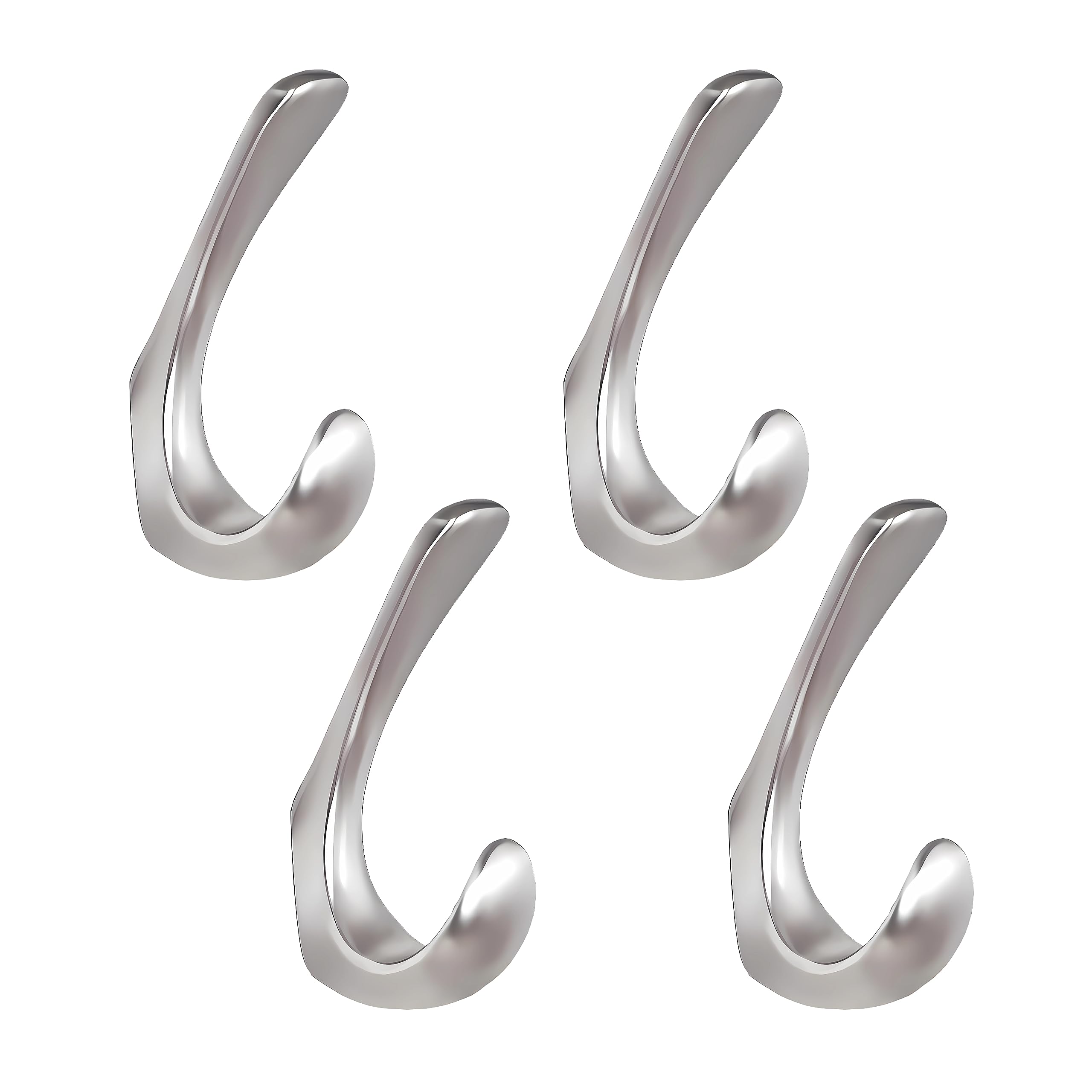 Towel Hooks for Bathroom Wall Mounted 4-Pack, Brushed Nickel Bathroom Hooks for Robe Towel, Modern Coat Hooks Bath Towel Hooks for Wall, Heavy Duty Wall Hooks for Bedroom Kitchen Garage