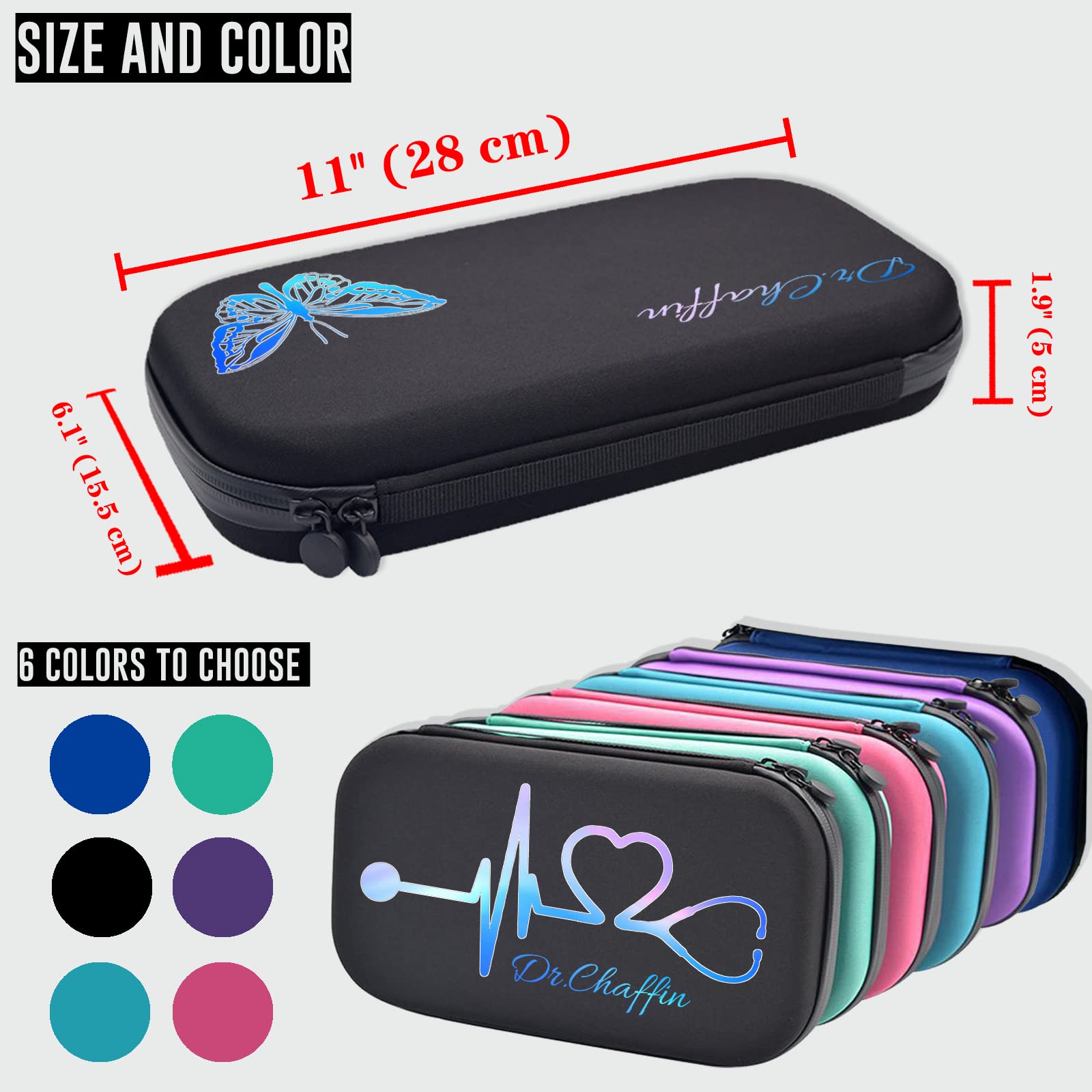 Personalized Stethoscope Case Custom Name Nurse Stethoscope Hard Carrying Lightweight Storage with Mesh Pocket Gift for RN, Doctor,Medical Assistant