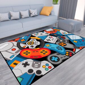 lacut game area rug teen boys carpet, 3d gaming rugs gamepad controller mat for boys girls bedroom playroom, non-slip gamer rugs children gaming area rugs (blue, 60" x 40")