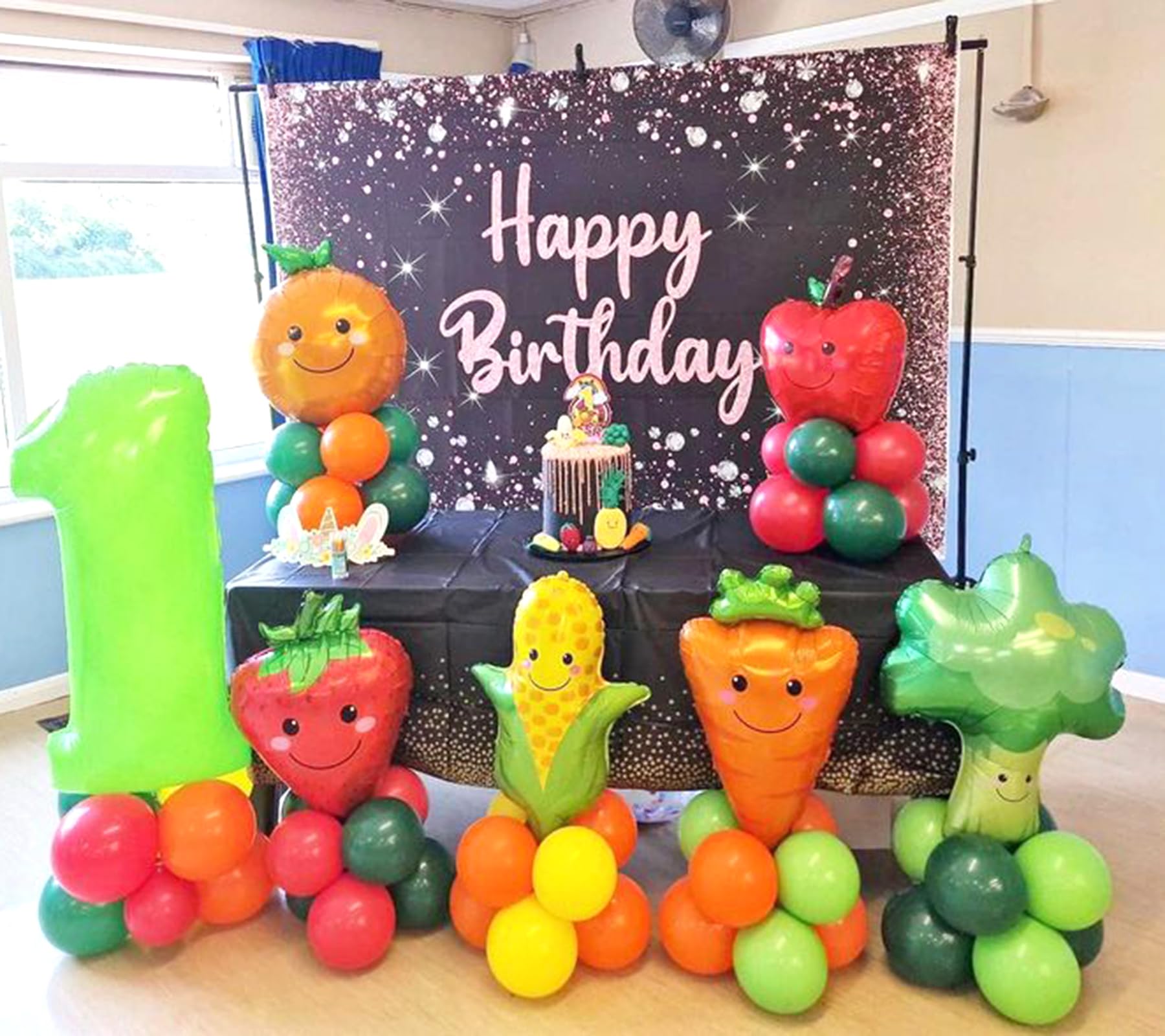 Fruit Vegetable Party Decorations 141pcs Red Green Yellow Orange Balloon Arch Garland Kit Vegetable Fruit Balloons for Hey Bear themed Party Tutti Frutti Birthday Baby Shower