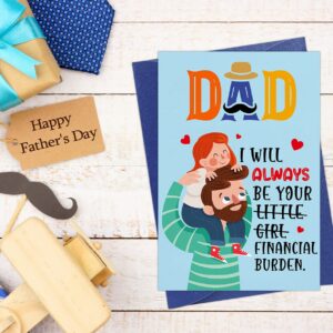 D24TIME Funny Fathers Day Card for Dad from Daughter-I Will Alwanys Be Your Financial Burden Happy Fathers Day Gift Card Humorous Fathers Day Greeting Cards with Envelope Dad Birthday Card from