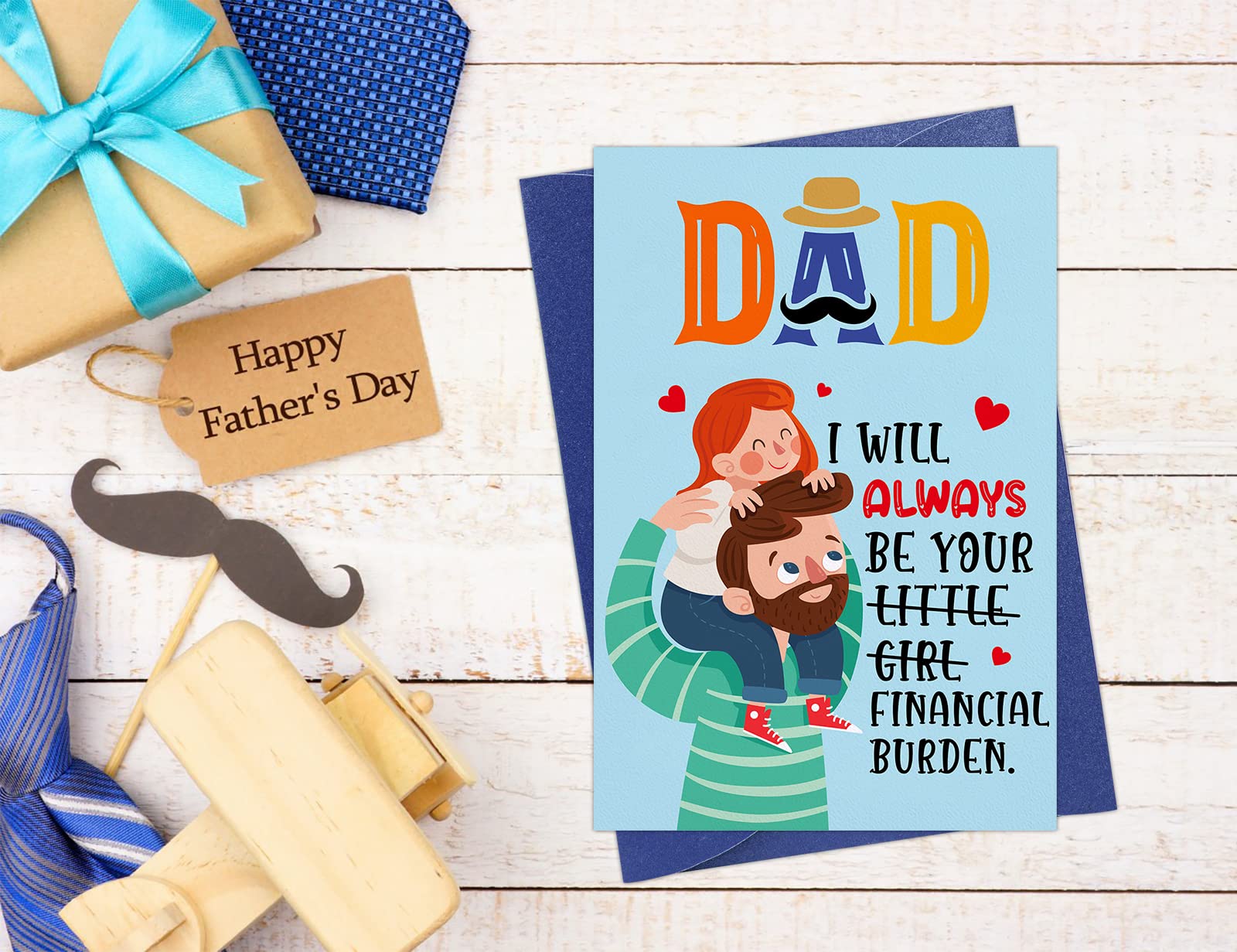 D24TIME Funny Fathers Day Card for Dad from Daughter-I Will Alwanys Be Your Financial Burden Happy Fathers Day Gift Card Humorous Fathers Day Greeting Cards with Envelope Dad Birthday Card from