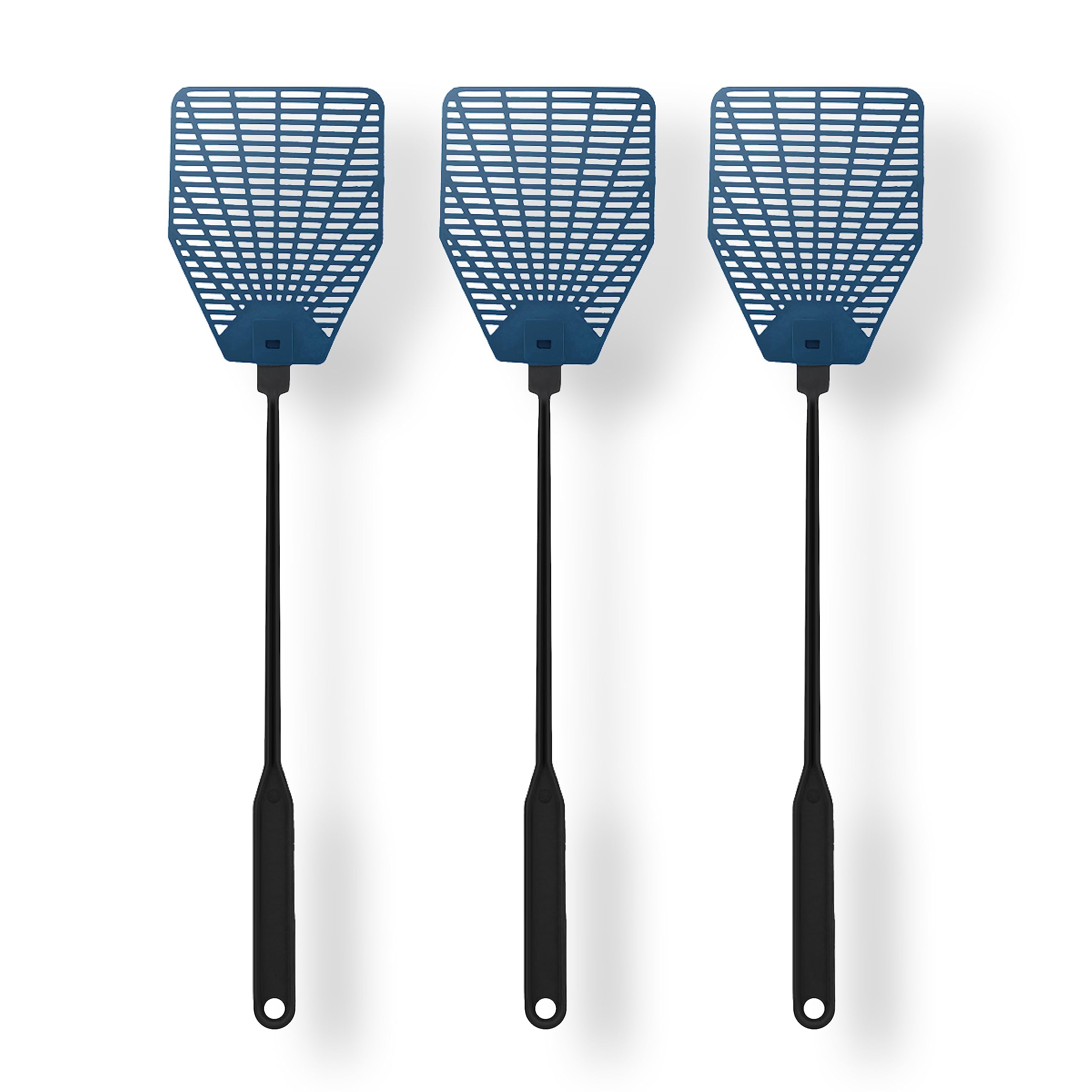 OFXDD Rubber Fly Swatter, Long Fly Swatter Pack, Fly Swatter Heavy Duty, Black and Blue Colors (3 Pack)