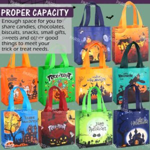 PARSUP 10PCS Halloween Bags,Halloween Tote Bags with Handles, Gift Bags, Multifunctional Non-Woven Halloween Bags for Gifts Wrapping, Trick or Treat, Halloween Party Supplies, 7.9"×7.9"×3.15"