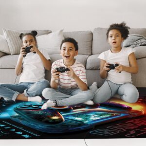 Lacut Game Area Rug Teen Boys Carpet, 3D Gaming Rugs Gamepad Controller Mat for Boys Girls Bedroom Playroom, Non-Slip Gamer Rugs Children Gaming Area Rugs(3D Game Pattern 1, 60" x 40")