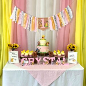 Pink Bear High Chair Banner For 1st Birthday - Sweet Bee Theme Baby Shower, Birthday Girl High Chair Decor, Winnie The Pooh High Chair Banner, First Bee Birthday Party Decorations, Winnie One High Chair Banner, Little Bear Banner For Girls Photo Props, Pi